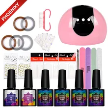 Маникюрный набор, набор для наращивания ногтей, набор для маникюра, Гель-лак для ногтей, наборы для дизайна ногтей, 24 Вт, лампа, сушилка, инструменты для маникюра, набор для ногтей