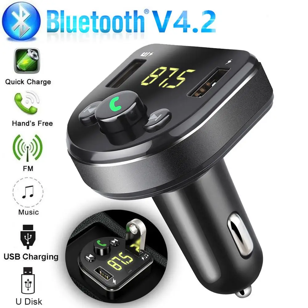 12-24V Bluetooth Car USB Charger Hands Free Calling FM Transmitter Wireless Radio Adapter MP3 Player Music Audio Receiver #628 | Автомобили