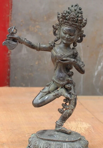 

12" Old Tibet Buddhism Temple Pure Bronze Vajravarahi Dorje Phakmo Buddha Statue R0709 Discount 35%