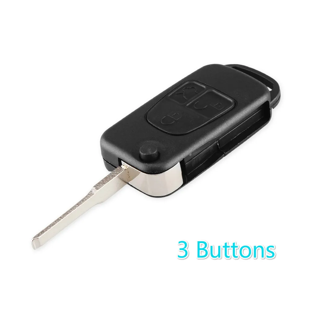 KEYYOU 1/2/3/4 кнопки автомобиля Filp ключ складной пульт дистанционного ключа оболочки чехол HU64 лезвие для Mercedes Benz SLK E113 A, C, E, S, W168 W202 W203 - Количество кнопок: Model 3