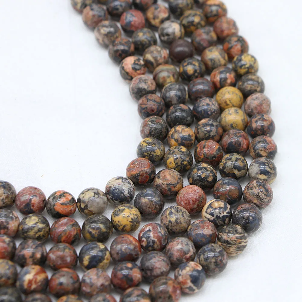 

1strand/lot 4 6 8 10 12mm Natural Red Leopard Stone Bead Round Loose Spacer Beads For Jewelry Making Natural Beads DIY Bracelet
