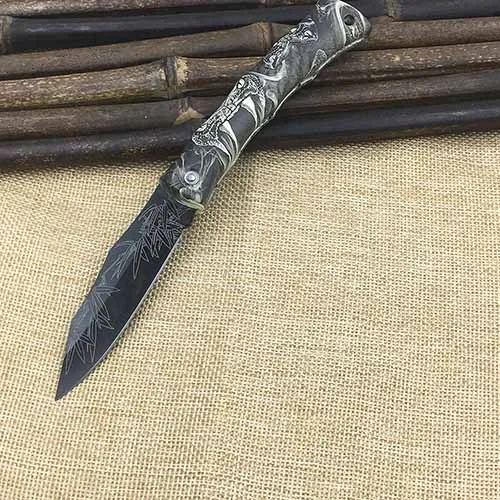 Крутой череп с рисунком призрака ABS ручка складной нож Походный нож для выживания карманный Фруктовый нож модный красивый Подарочный нож - Цвет: Gray Snake
