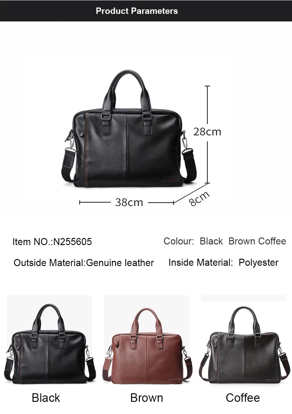LUENSRO модный мужской портфель из натуральной кожи, мужские деловые сумки, черные Офисные Сумки для мужчин, сумка для ноутбука через плечо