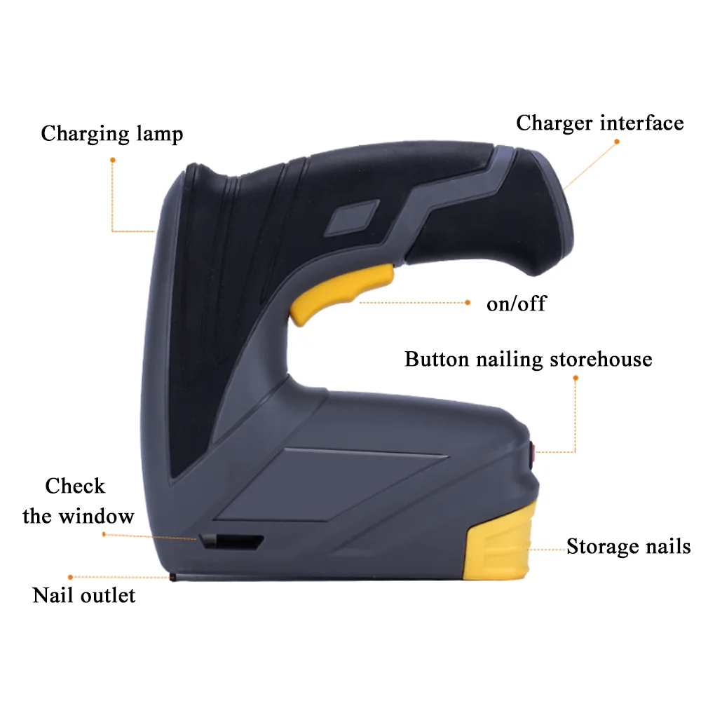Беспроводной литиевый аккумулятор электрический перезаряжаемый легкий портативный домашний гвоздезабивной штапель установка деревообрабатывающий гвоздезабивной механизм