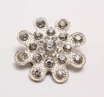 

(50PCS/LOT) Large Sparkling Crystal Buttons Rhinestone Diamante Wedding Upholstery Silver Flower