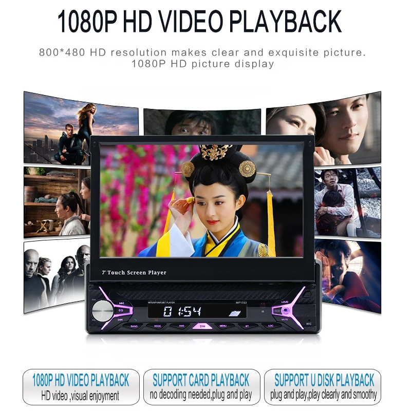 Perfect 7 Inch Single Car MP5 2018 Auto High Definition Reversing Rear View Bluetooth MP3 Card Radio Instead of Car CD Player DVD Player 3