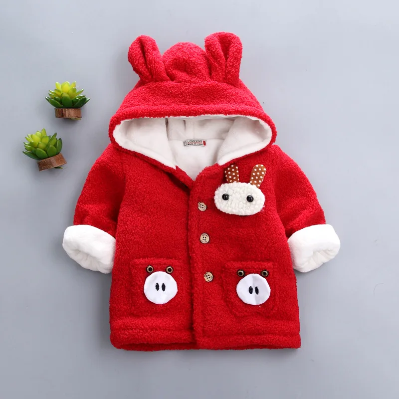 

toddler girls winter warm coats kids fashion cartoon hooded zipper cute tops for girls children velvet outerwear clothes ortfits