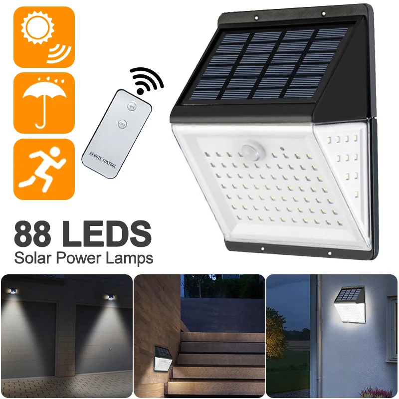 

PIR Motion Sensor 88 LED Solar Power Light Outdoor Solar Wall Light IP65 Waterproof Security Garden Lamps With Remote Control