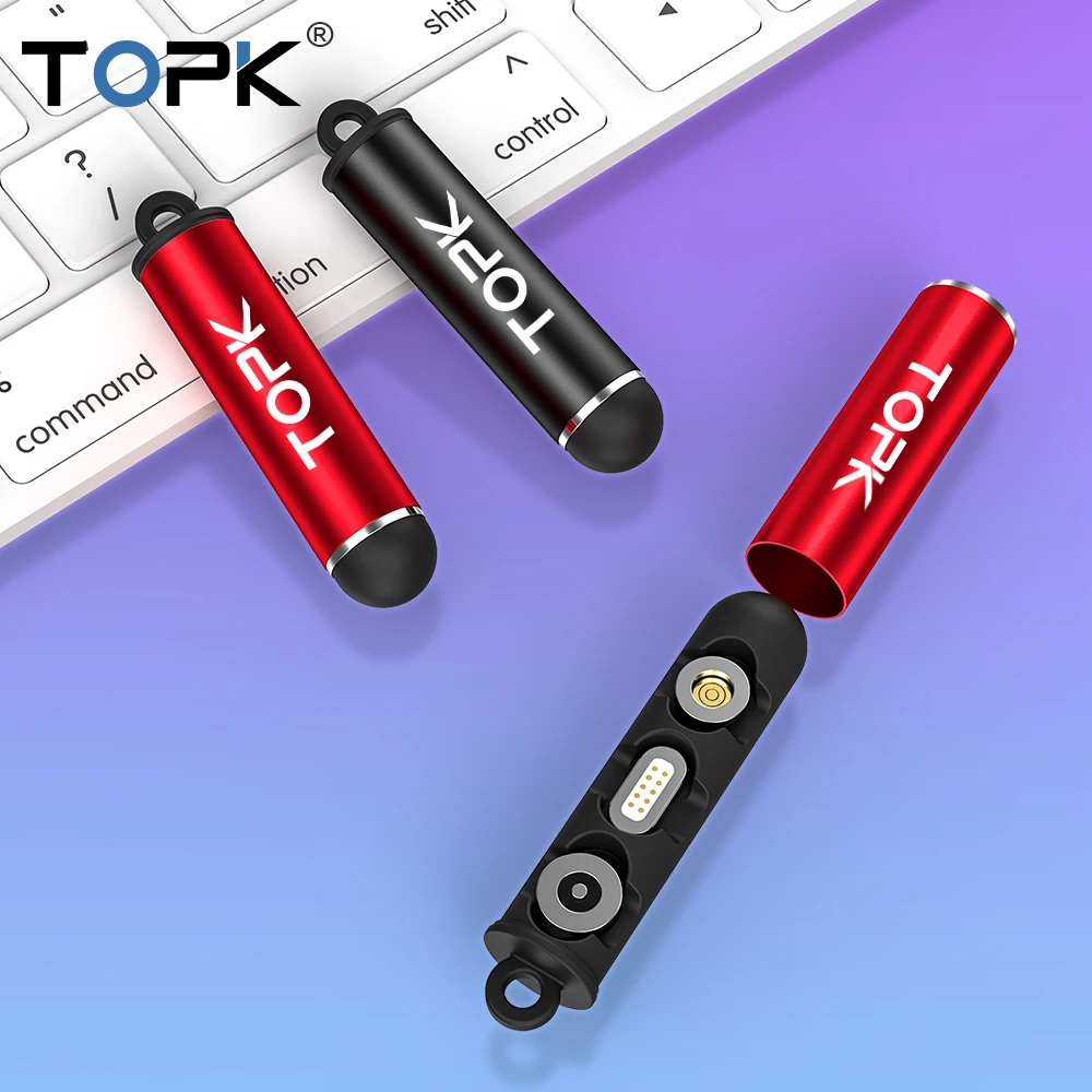 TOPK Portable Magnetic Plugs Box Type C Micro USB 8-Pin Connector Adapter Tips Metal Storage | Мобильные телефоны и