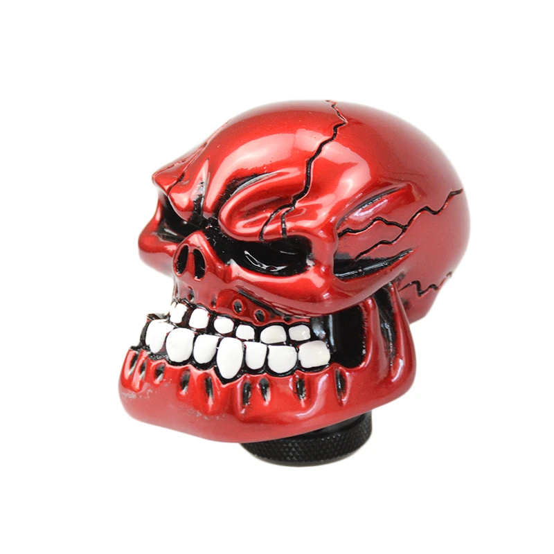 Universal Car Manual Shift Gear Knob Stick Shifter Wicked Skull Resin Craft Red