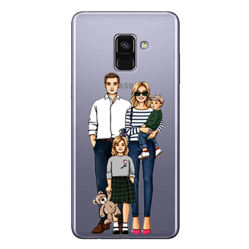 Moda Mae Do Bebe Caso Menina Para o samsung S6 7 8 9 Plus для девочек, мягкий ТПУ прозрачный чехол для телефона - Цвет: TPU