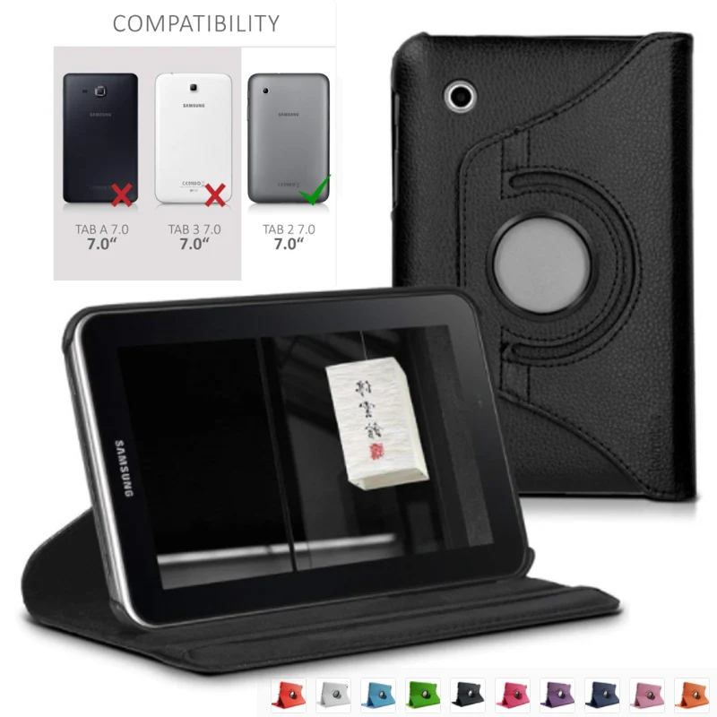 

360 Rotation Leather For Samsung Tab 2 7.0 Tablet Case Flip Stand Cover for Samsung Galaxy Tab 2 7.0 P3100 P3113 P3100 Funda
