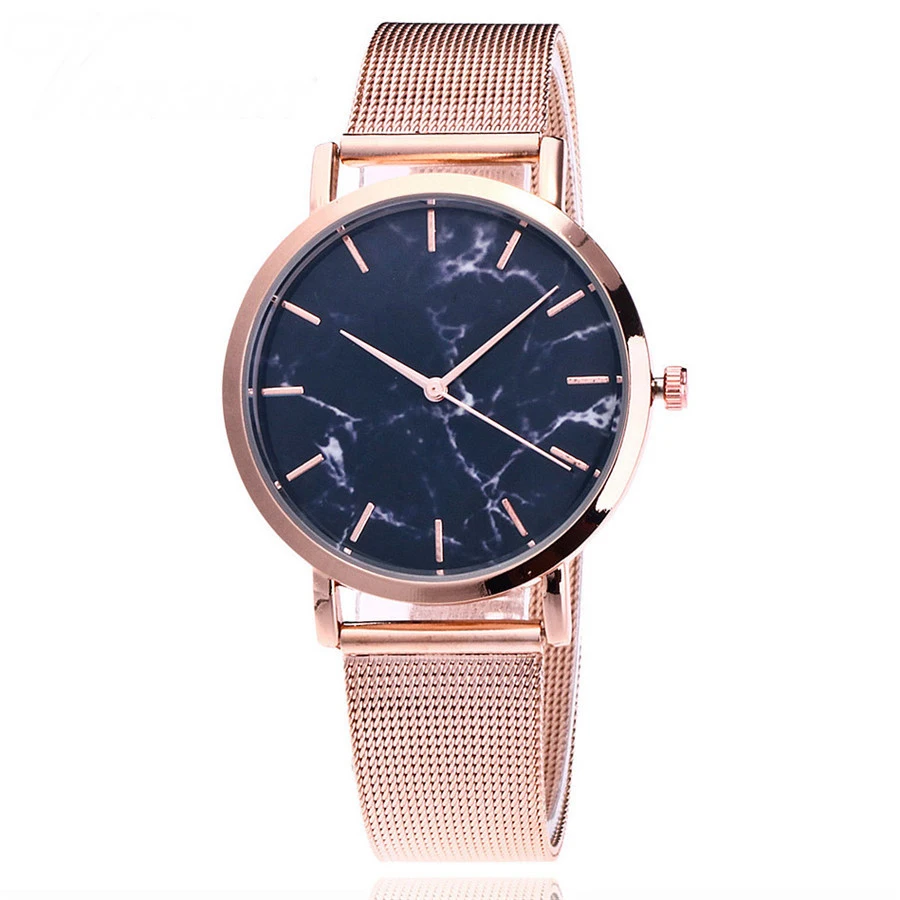 

Relogio Feminino Women Luxury Watch Fashion Silver Gold Mesh Band Creative Marble Wristwatch Casual Lady Quartz Watches Relogio