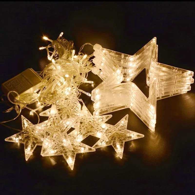 

Litwod Z20 138 LED Curtain light 12 big stars small star string light Christmas New Year lighting for Holiday Fairy light 220V