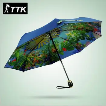 

cute cat children Umbrella female kid double layer Totoro automatic TTK waterproof UV sun 3 Folding parasol rain umbrellas women