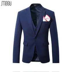 Mogu 3 предмета в Вертикальную Полоску Мужской костюм Slim Fit костюм Для мужчин осень 2017 г. новые модные Нарядные Костюмы для свадьбы для Для