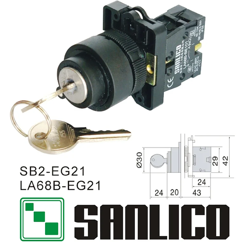

key lock switch selector switch rotary switch knob switch two or three position SB2(LA68B XB2)-EG21