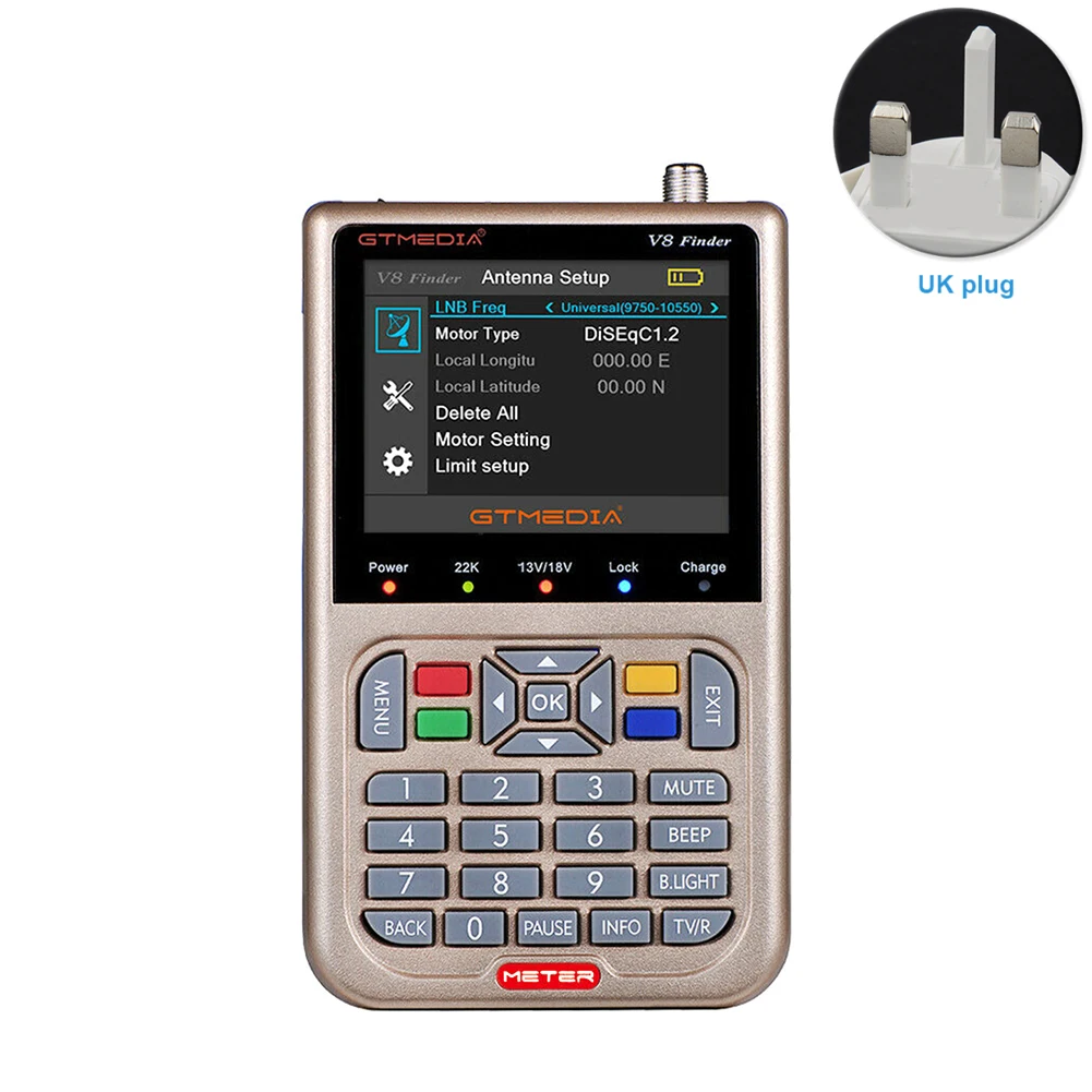 

V8 3.5 Inch 1080P Tool USB Colorful Screen Battery Powered HD LCD Portable Digital Satellite Finder Anti Corrosion Meter
