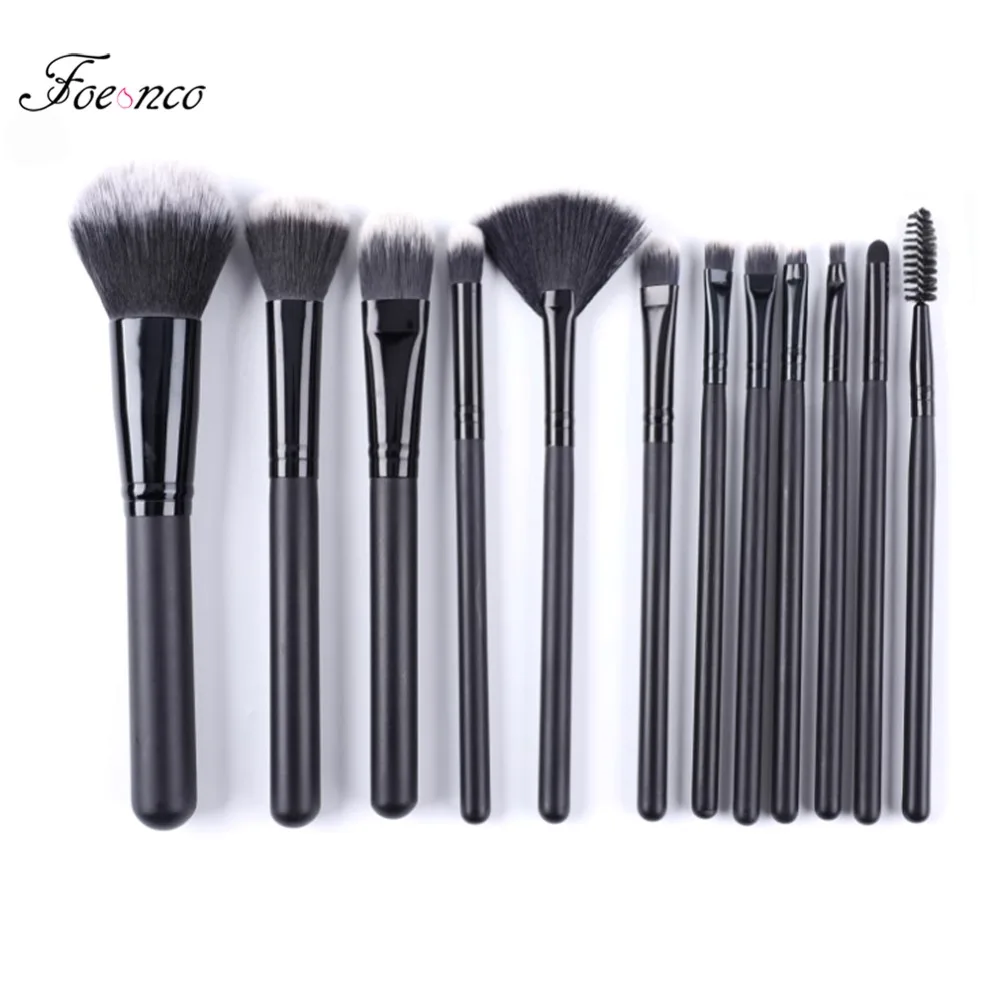 12pcs professional makeup brush set classic black carry Beauty Cosmetic