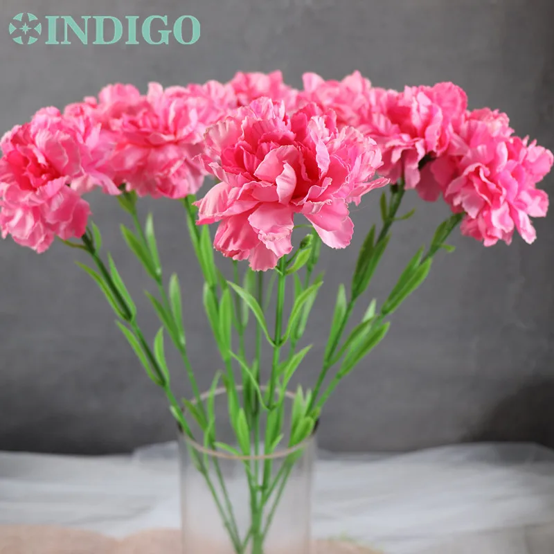

INDIGO-9pcs/lot Pink Carnation Decoration Flower Artificial Flower Wedding Flower Party Mother's Day Gift Free Shipping