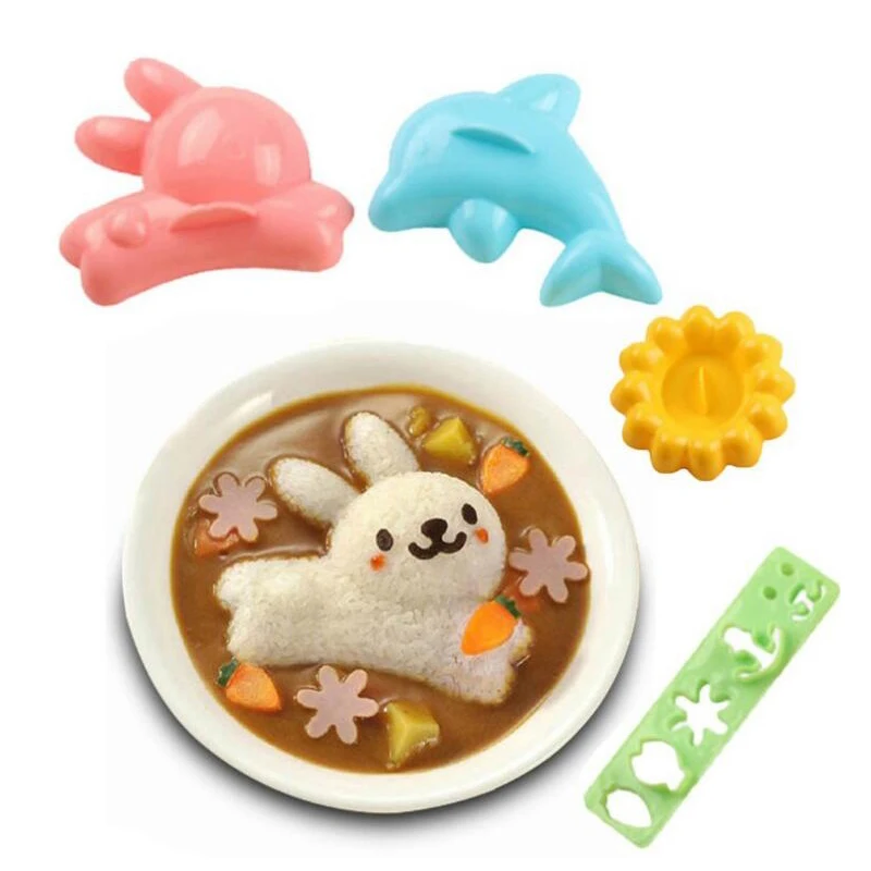 

Onigiri Rice Maker Mold Rice 4 Shape Japanese Gadgets Kawaii Kitchen Sushi Maker Set Tool For Bento Decoration Accessories