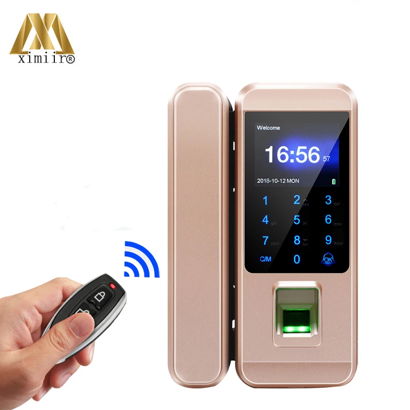 

New Arrival Fingerprint Glass Door Lock XM-300 Remote Control,Card,Password,Fingerprint Door Lock Frameless Glass Door Lock