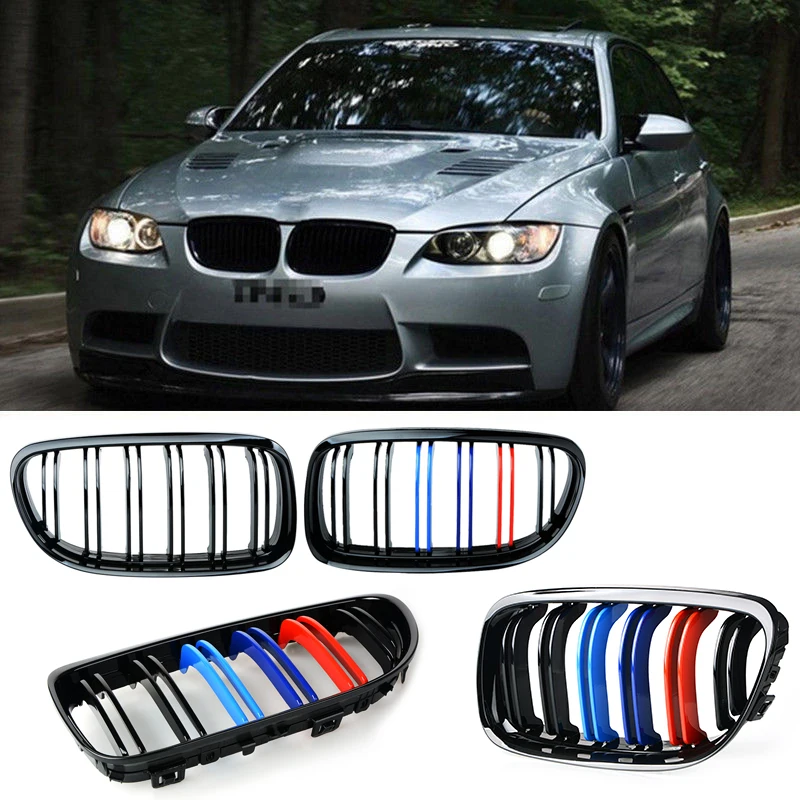Для BMW E90 пара глянцевых черных M color решетки передней для автомобиля с двойной