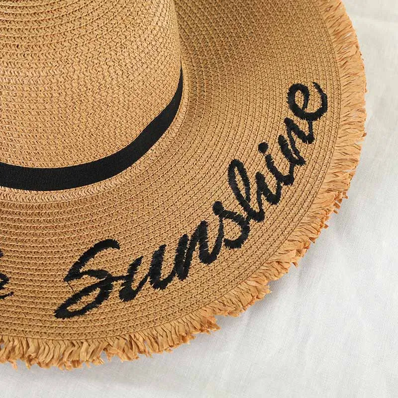 Новые переплетенные шляпы от солнца соломенная шляпа черная лента завязываются шапки для женщин летние пляжные уличные 19ing