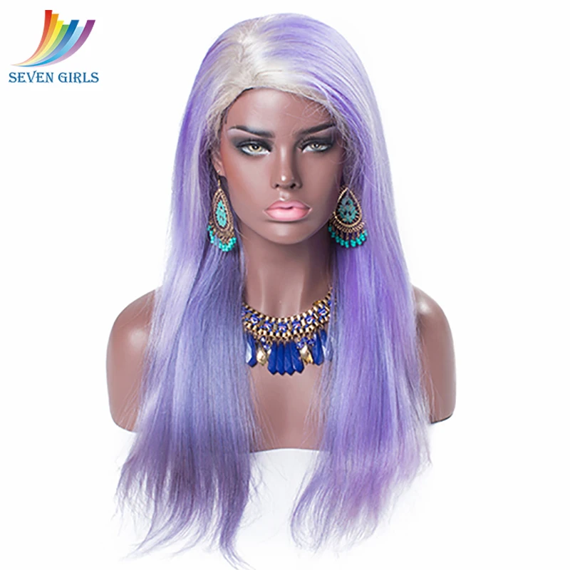 Sevengirls Peruvian Straight Full Lace Wigs Ombre Ash Blonde