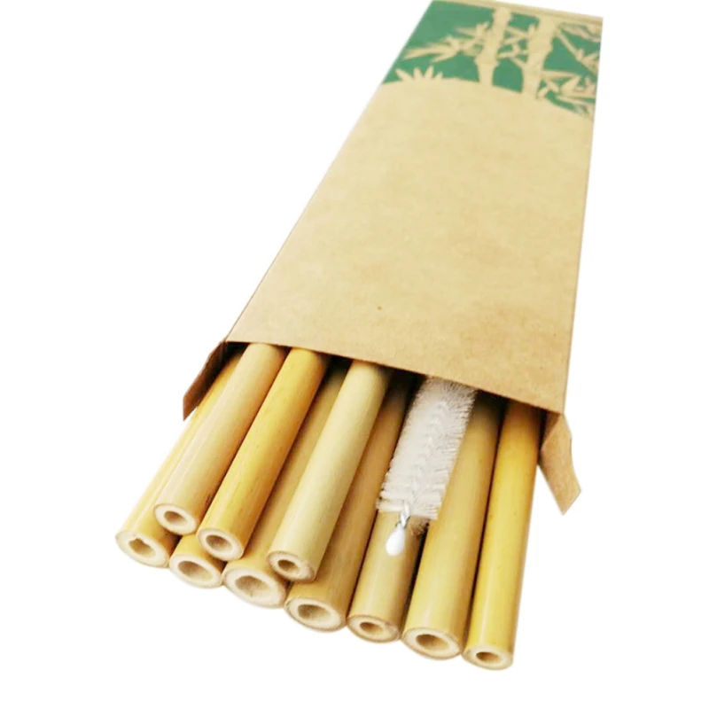 

10pcs Natural Environmental Protection Bamboo Drinking Straw Reuse bamboo product Kitchen Home Bar Outdoor Drinking Tools