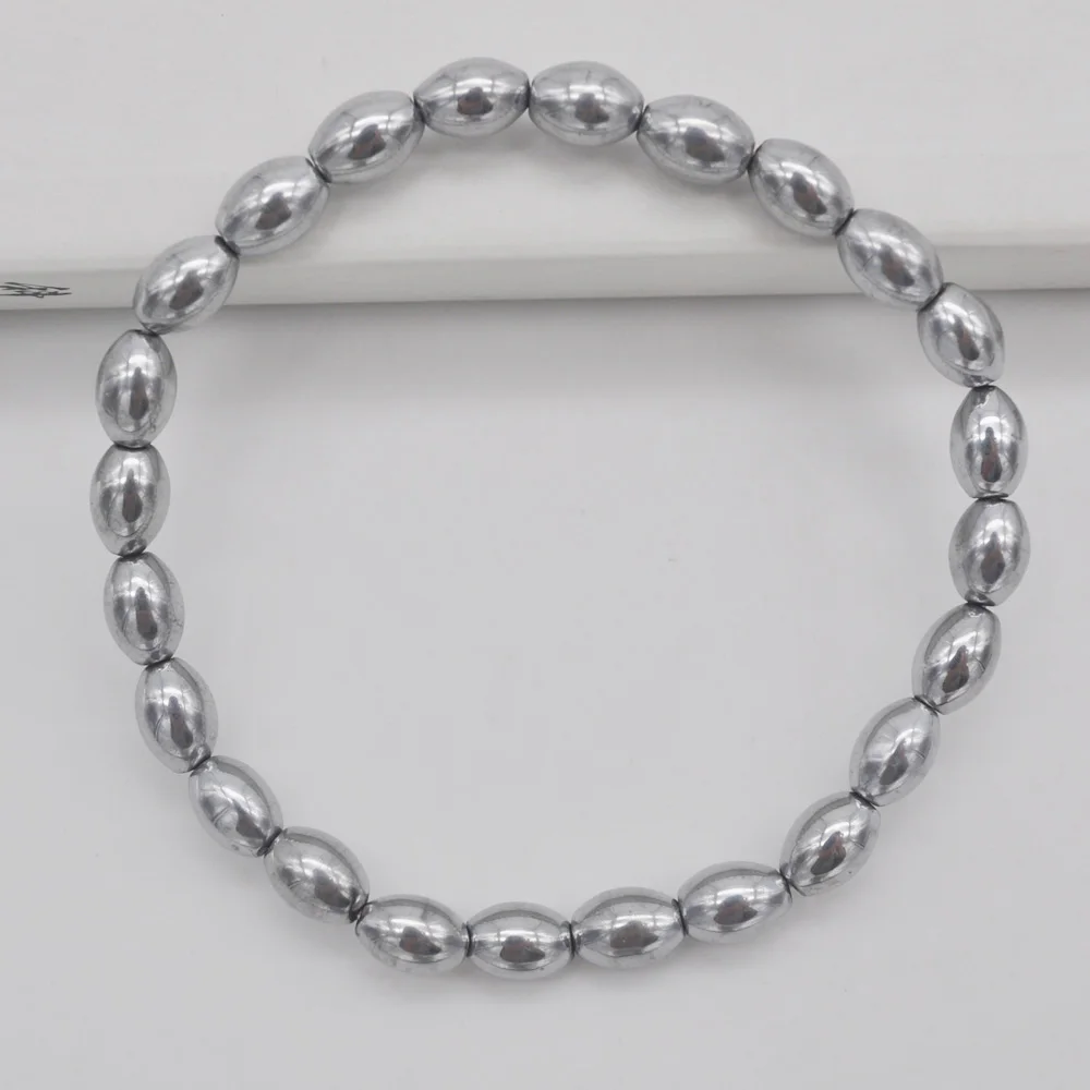 8x5MM Silvery Hematite Healing Beads Bracelet Bangle Stretch 7