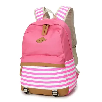 

2016 preppy school bags backpack for teenager girls cute canvas striped printing women backpack bag Female escolar mochilas