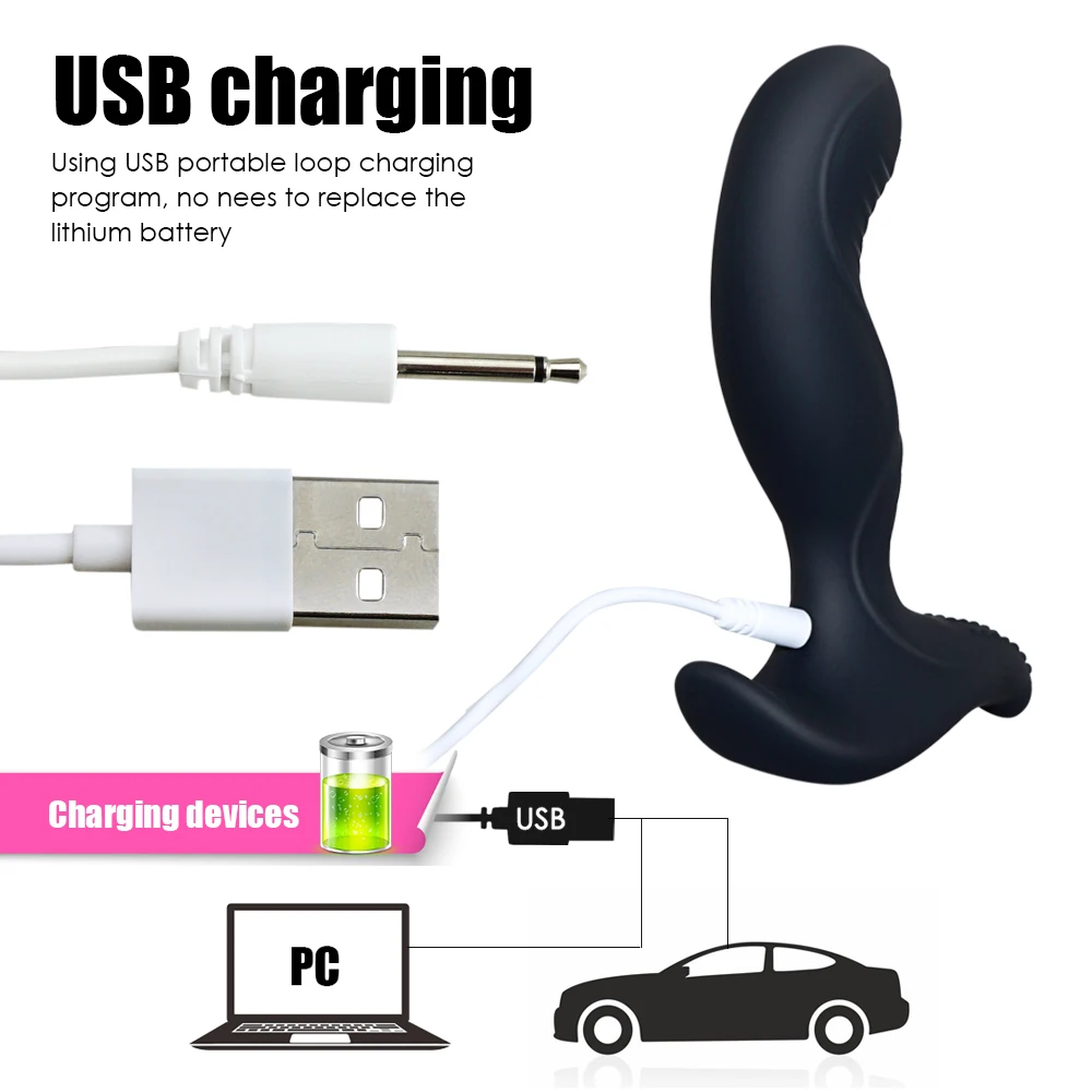 _09USB Charging Wireless Remote Anal Plug Vibrator Prostate Massager Man Masturbator Silicone Butt Plug Vibrator Gay Anal Sex Toys