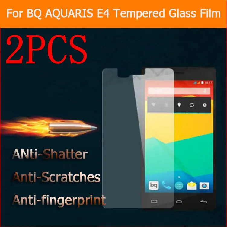 2PCS Full Cover High-alumina Tempered Glass For BQ Aquaris E4 Screen Protector protective film glass |