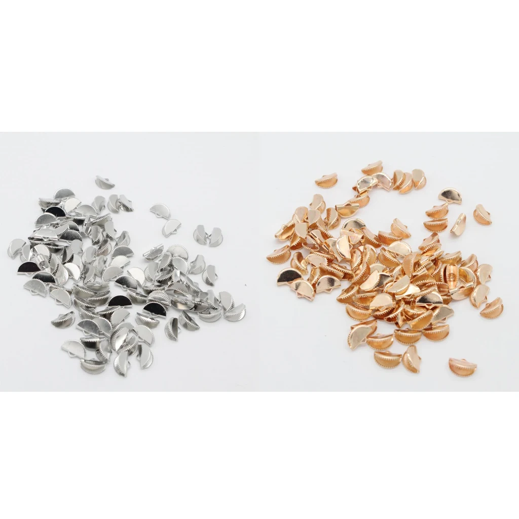 100 Pieces Half Round Metal Belt Buckle End for Cotton Strap Label Bag Key Chain Bags Accessory
