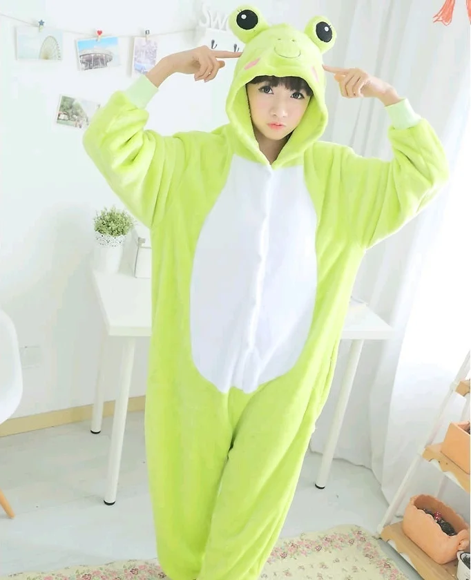 Мультфильм животных соединены Хэллоуин лягушка Onesie пижамы Теплый Аниме Костюм