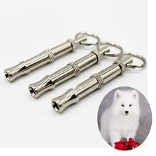 1pc Puppy Dogs Adjustable Whistles Sound Ultrasonic Flute Dog Training Whistle With Key Chain Aluminium Alloy