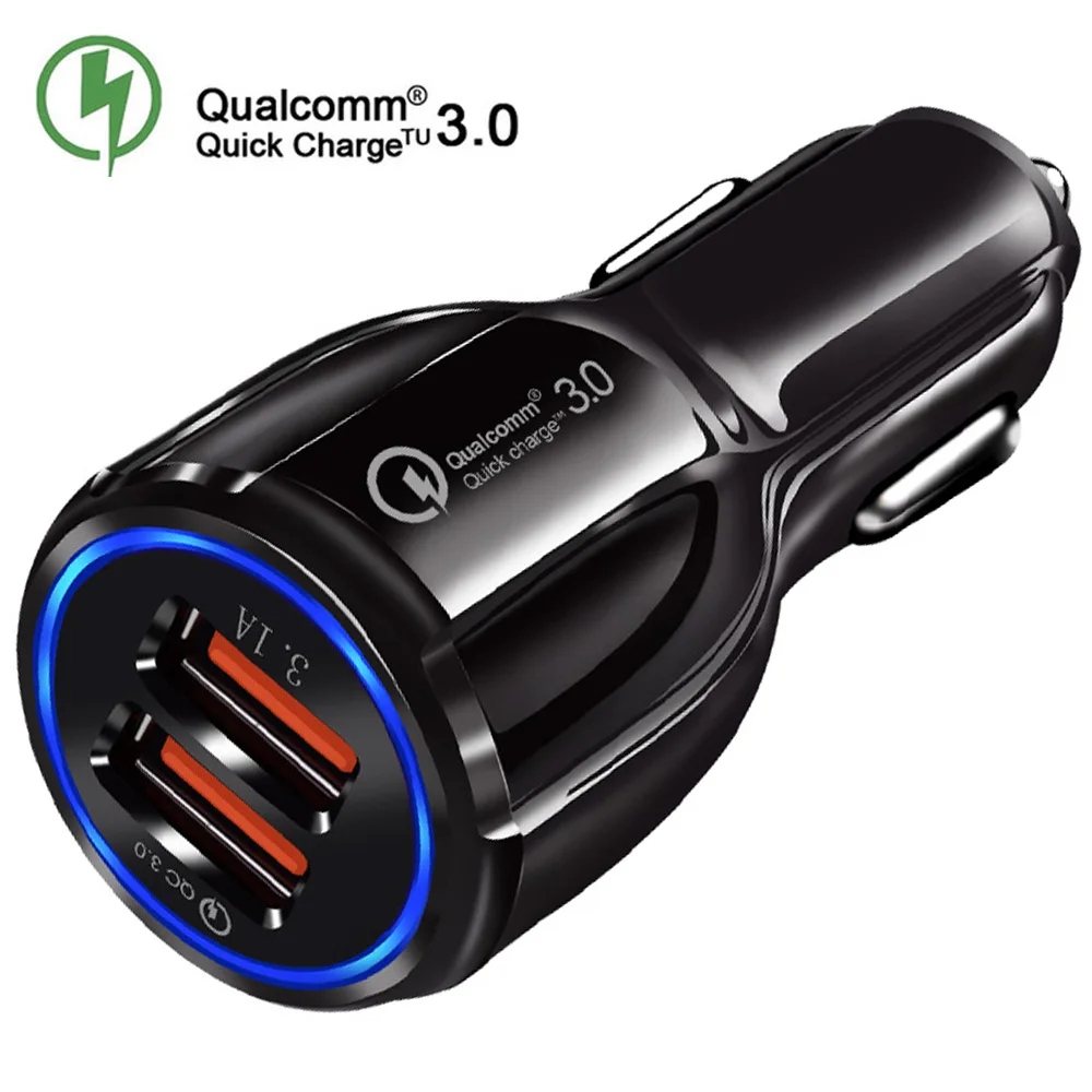 

Car Charger Quick Charge 3.0 QC 3.0 Fast Charging Adapter Dual USB Car-Charger For iphone Micro USB Type C Cable Phone Chargers