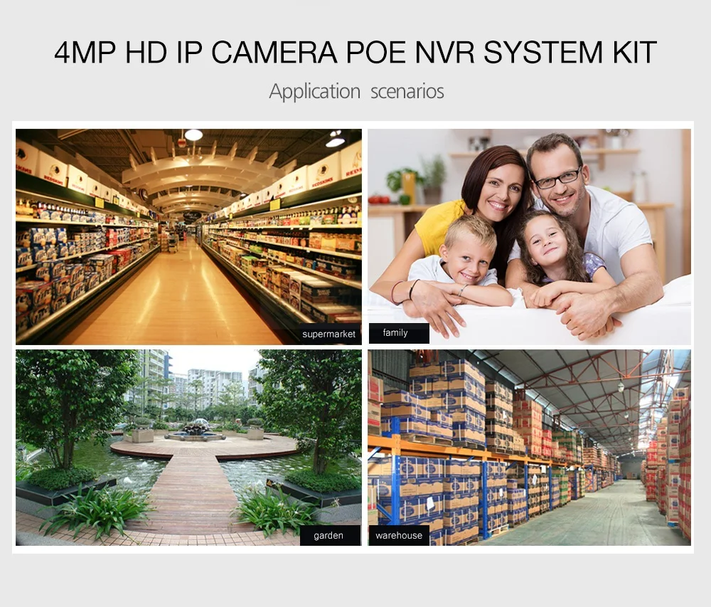 4Ch 8Ch 4MP POE камера безопасности NVR комплект H.265 CCTV система с 2592*1520 POE ip-камера наружная камера видеонаблюдения система