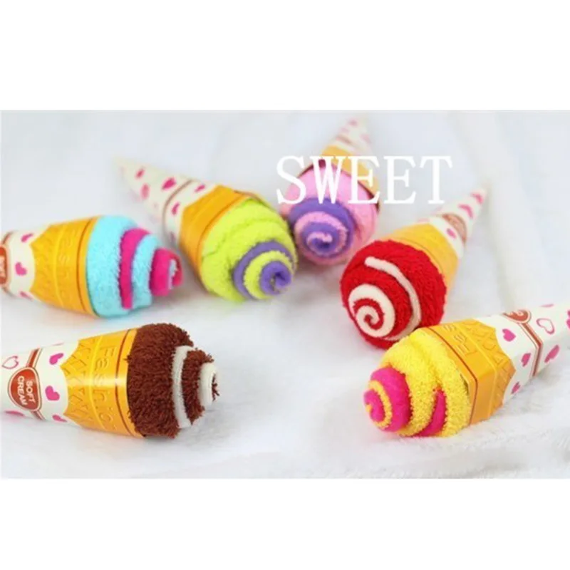 Washcloth Double Color Pure Cotton Ice Cream Shaped Washing Towel Gift Party Favor 899