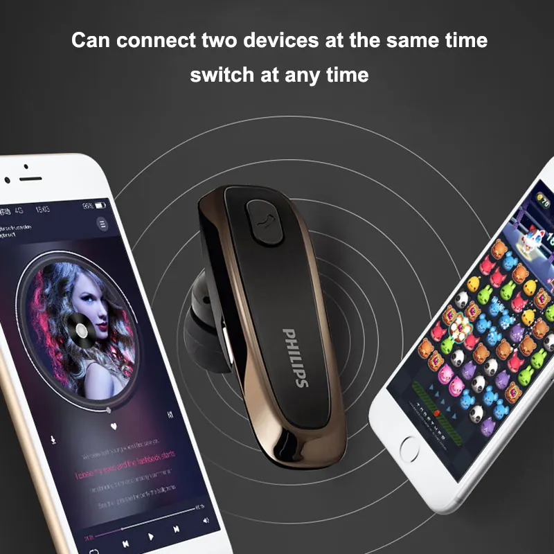 Philips SHB1700 Bluetooth наушники с литиевой батареей 4 0 Функция шумоподавления для Iphone 8/8Plus