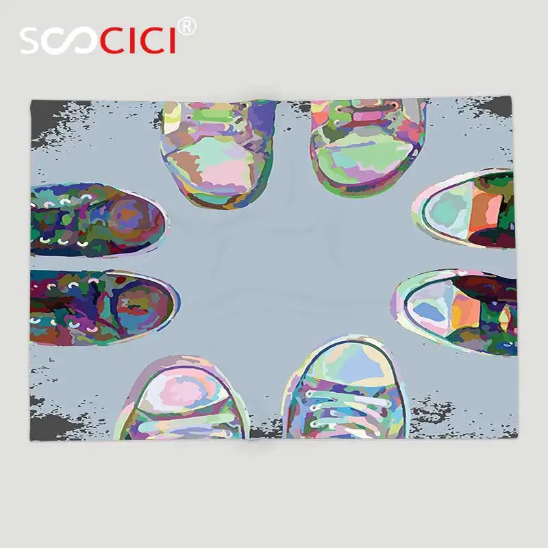 

Custom Soft Fleece Throw Blanket Modern Decor Teen Rubber Rebel Rocker Shoes in Street Squad Friends Gang Abstract Image