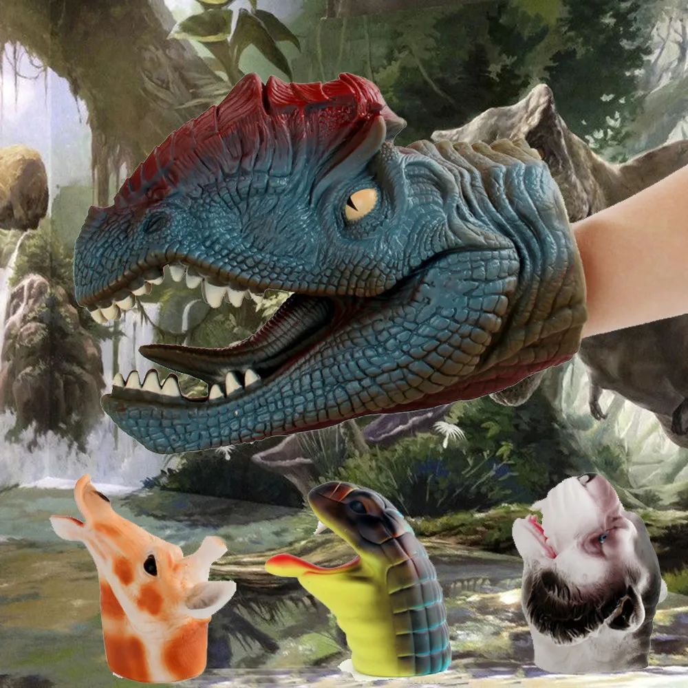 Kids Role Play Party Dinosaurs Dilophosaurus Head Glove Dino Hand Puppet Toys US 