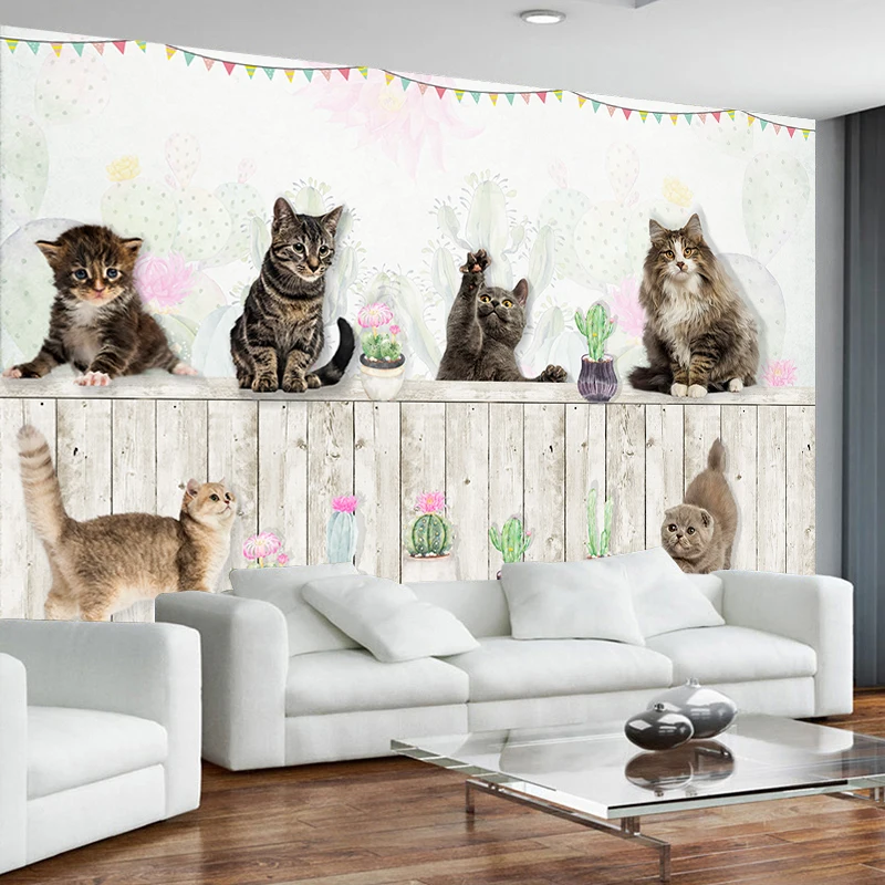 

JiaSheMeiJu Custom 3D Stereo Animal Cats Photo Wallpaper Living Room Children Room Wall Mural Wallpaper TV Soft Backdorp Decor