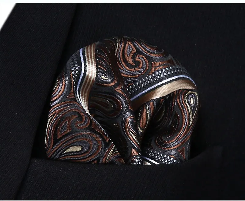 Галстук-бабочка, носовой платок, набор для мужчин, Тканые Вечерние, свадебные, коричневый, Пейсли, галстук-бабочка карман, квадратный набор# BP835ZS