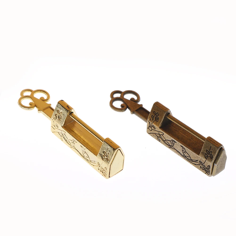 Practical Retro Brass Padlock Jewelry Wooden Box Padlock Lock for