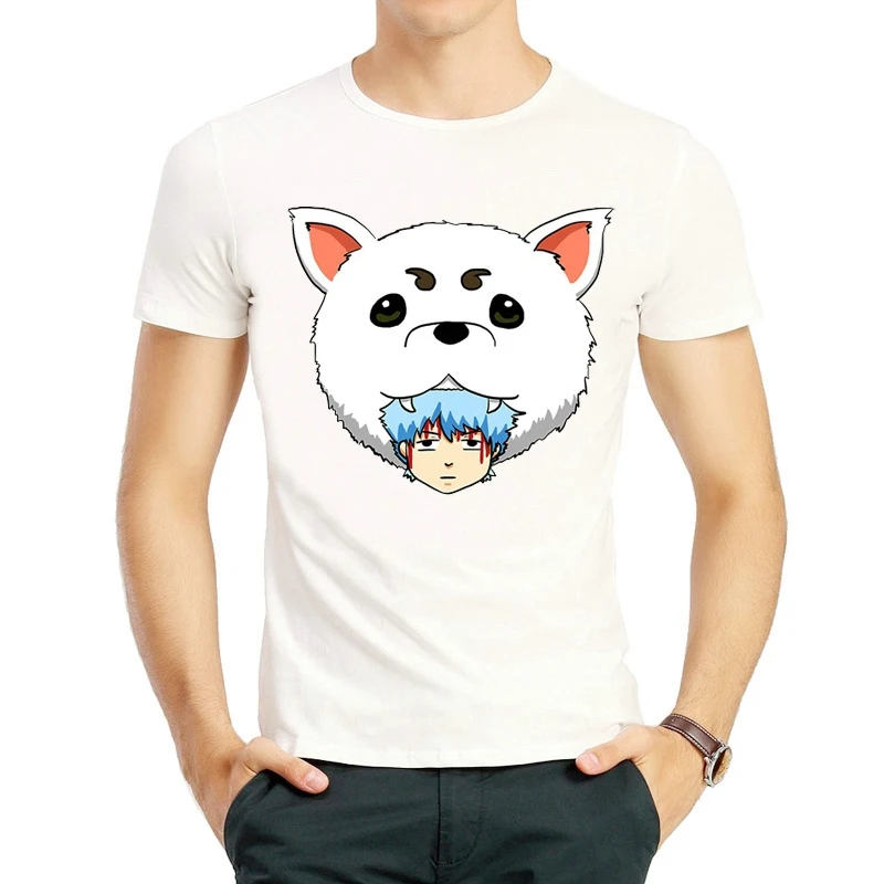 

Gintama T Shirt Fashion Short Sleeve White Color Anime Gintama Logo T Shirt Sadaharu Shirts Top Tees tshirt Unisex T-shirt