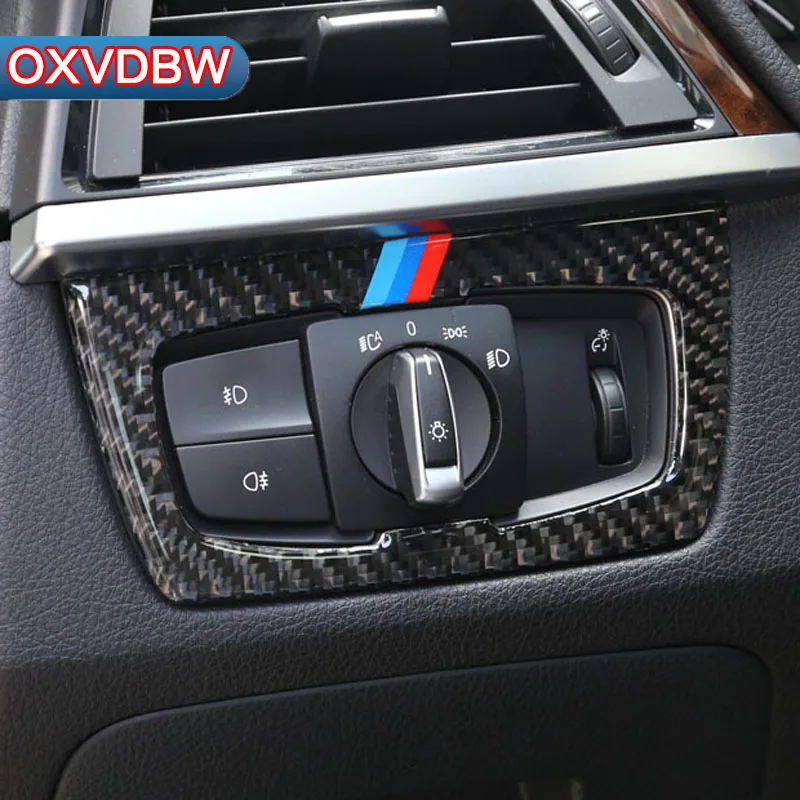 Carbon Fiber Headlight Switch Buttons Decor Cover font b Interior b font Trim font b Car