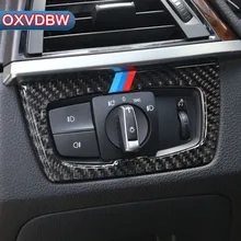 Углеродного волокна фар кнопки включения декора обложка внутренняя отделка стайлинга автомобилей Стикеры для BMW F30 F34 320i 3 серии аксессуары
