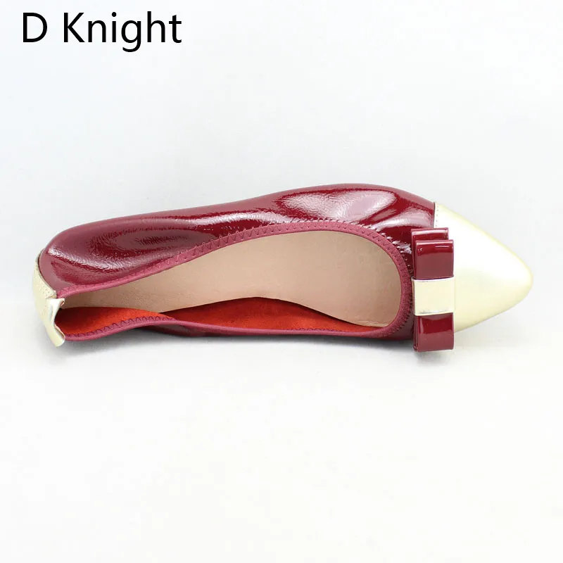 2018 Spring Autumn Shoes Woman Patent Cow Leather Flats Women Slip On Bowtie Women's Loafers Female Moccasins Shoe Large Size 43 (17)